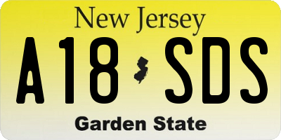 NJ license plate A18SDS