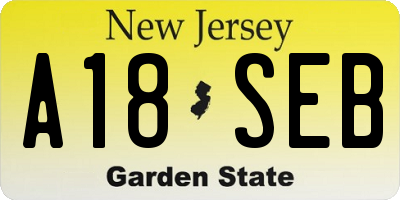 NJ license plate A18SEB