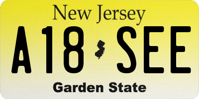 NJ license plate A18SEE