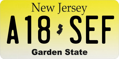 NJ license plate A18SEF