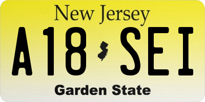 NJ license plate A18SEI