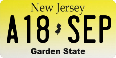NJ license plate A18SEP