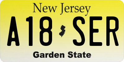 NJ license plate A18SER