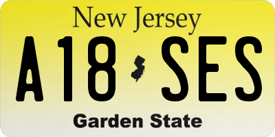 NJ license plate A18SES