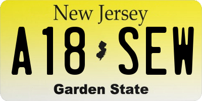 NJ license plate A18SEW