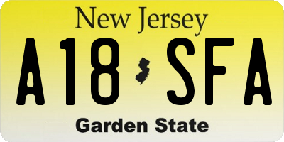 NJ license plate A18SFA