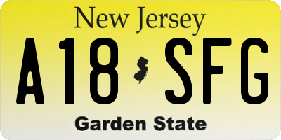 NJ license plate A18SFG