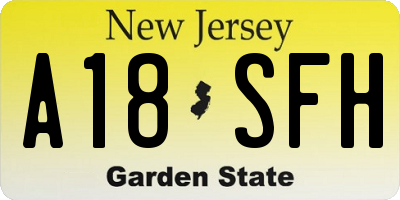 NJ license plate A18SFH
