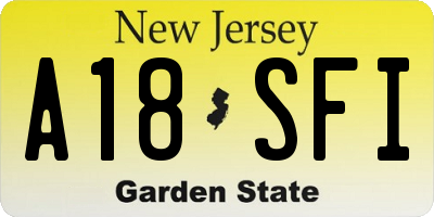 NJ license plate A18SFI