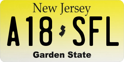 NJ license plate A18SFL