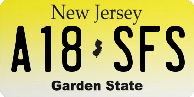 NJ license plate A18SFS