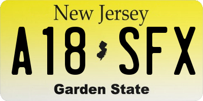 NJ license plate A18SFX