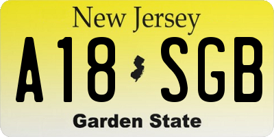 NJ license plate A18SGB