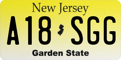 NJ license plate A18SGG
