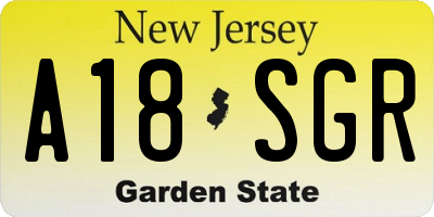 NJ license plate A18SGR