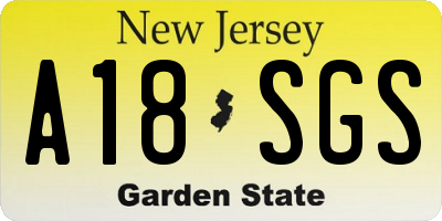 NJ license plate A18SGS