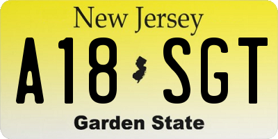 NJ license plate A18SGT