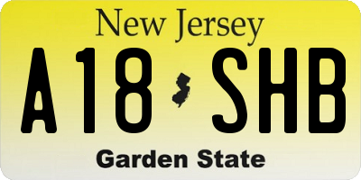 NJ license plate A18SHB