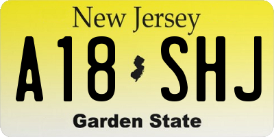 NJ license plate A18SHJ