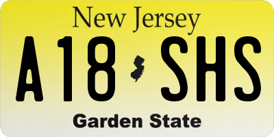 NJ license plate A18SHS