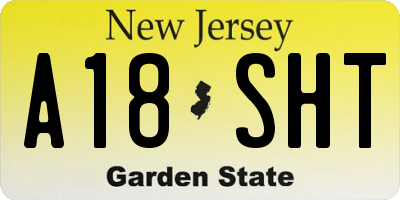 NJ license plate A18SHT