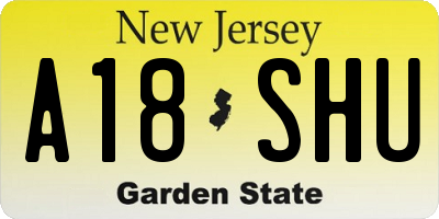 NJ license plate A18SHU
