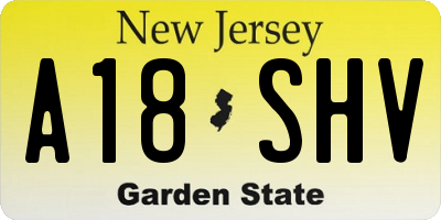 NJ license plate A18SHV