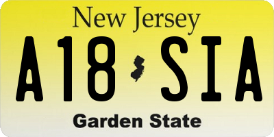 NJ license plate A18SIA