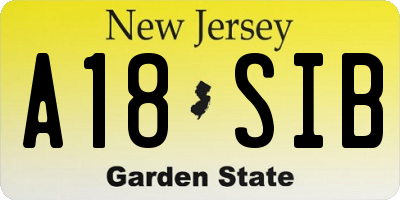 NJ license plate A18SIB