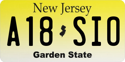 NJ license plate A18SIO