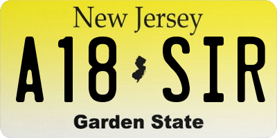 NJ license plate A18SIR