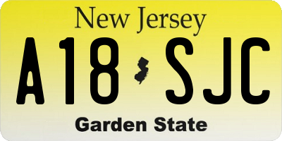 NJ license plate A18SJC