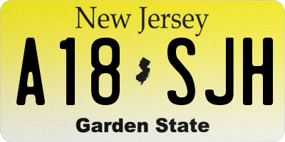 NJ license plate A18SJH