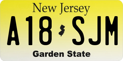 NJ license plate A18SJM