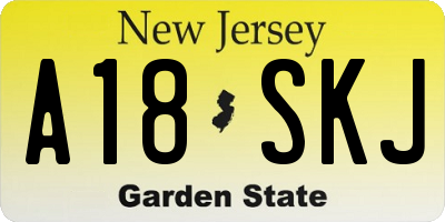 NJ license plate A18SKJ