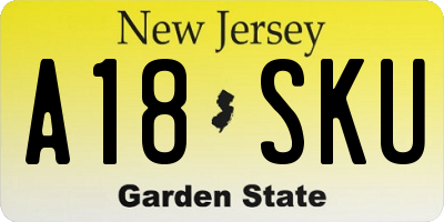 NJ license plate A18SKU