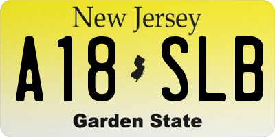 NJ license plate A18SLB