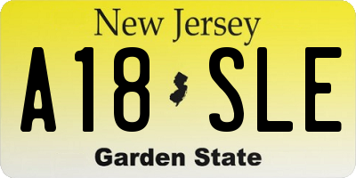 NJ license plate A18SLE