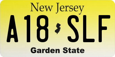 NJ license plate A18SLF