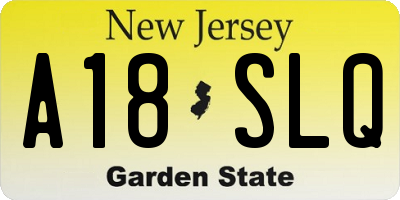 NJ license plate A18SLQ