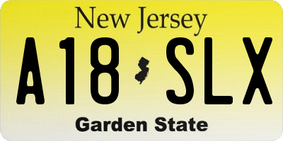 NJ license plate A18SLX