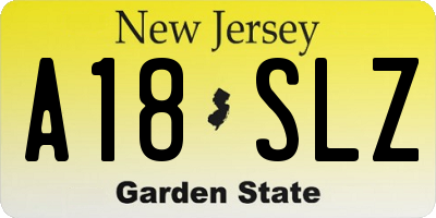 NJ license plate A18SLZ