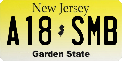 NJ license plate A18SMB