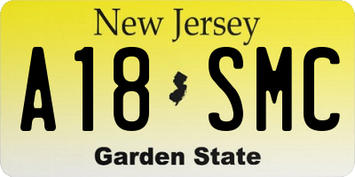 NJ license plate A18SMC