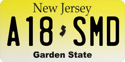 NJ license plate A18SMD