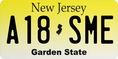 NJ license plate A18SME
