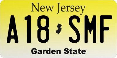 NJ license plate A18SMF