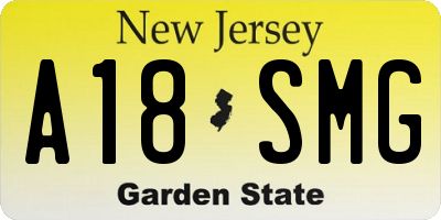 NJ license plate A18SMG