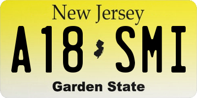 NJ license plate A18SMI