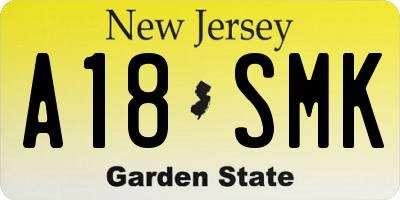 NJ license plate A18SMK